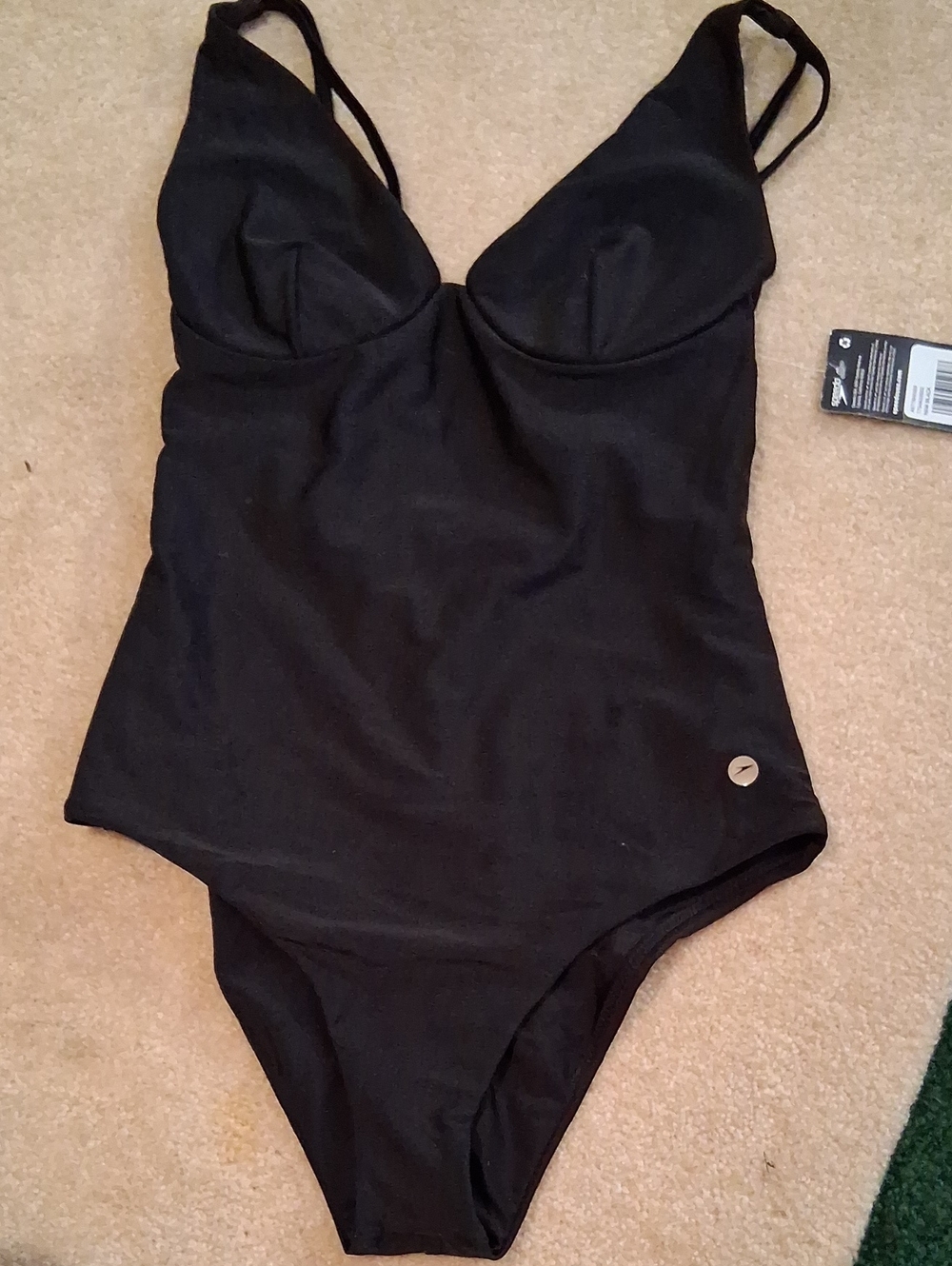 Speedo Black One-Piece Swimsuit with Thin Straps